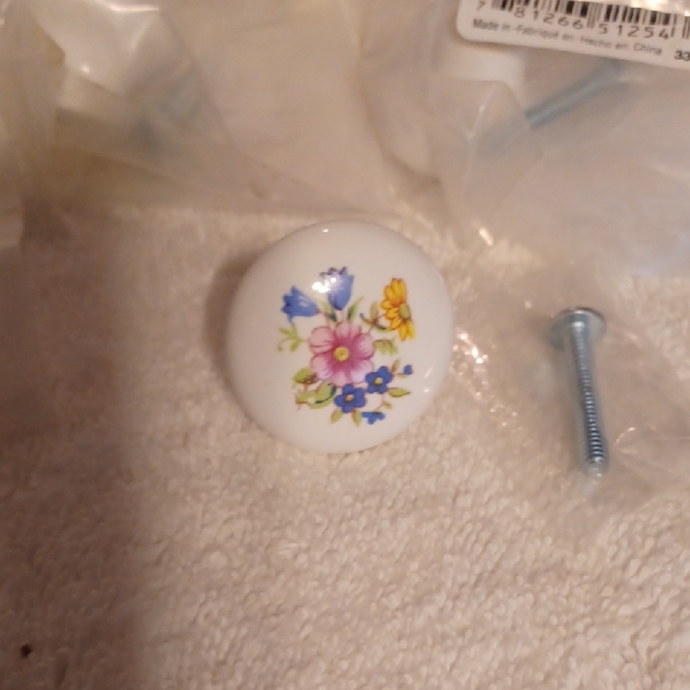 Floral Ceramic Knob with Screw Set Of 10 Knobs